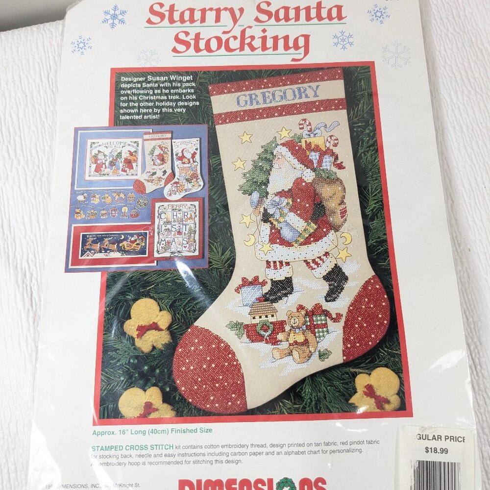 Dimensions Christmas‎ Stocking Kit Starry Santa Cross Stitch #8448 Susan Winget